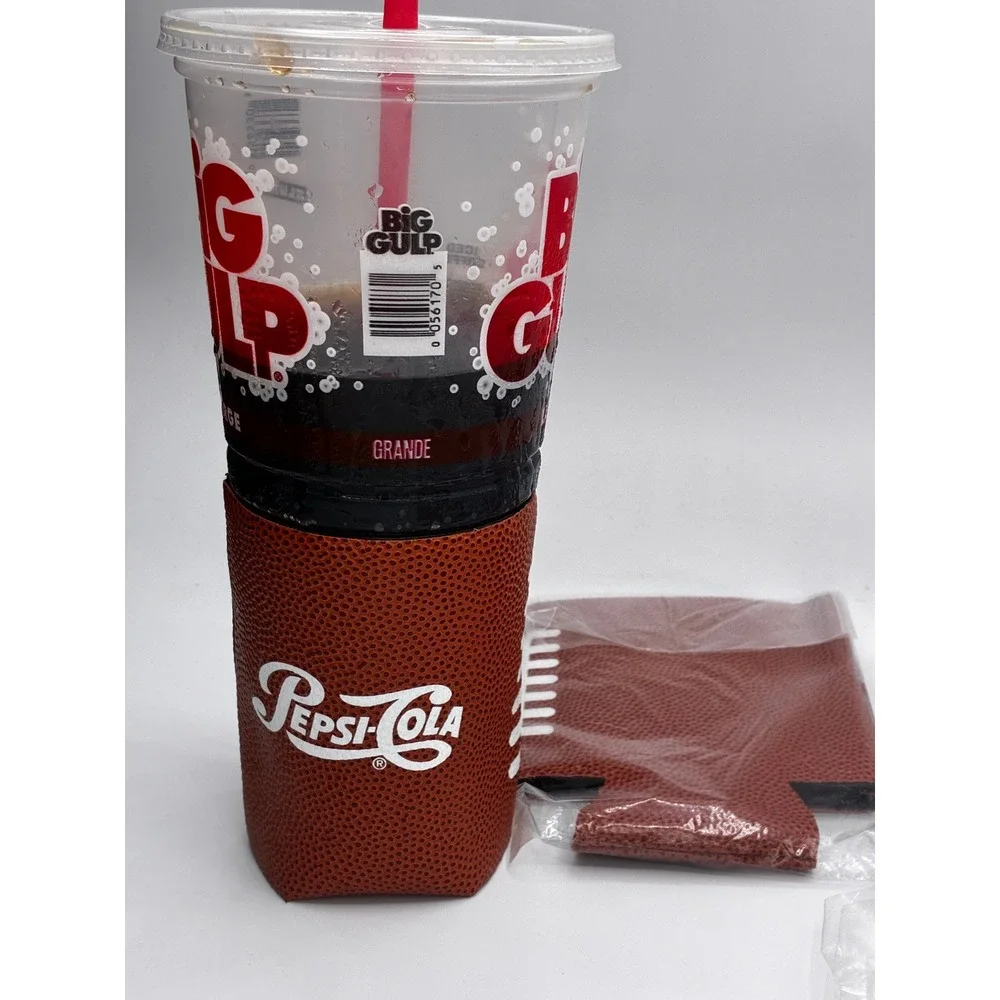 Pepsi Cola Insulated Football Texture Cup Sleeve Blokecore Sporty 2 pc lot VTG